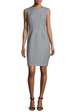 Load image into Gallery viewer, Elie Tahari Dress Womens 16 Gray Sleeveless Sheath Wool Blend Round Neck Fitted