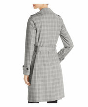 Load image into Gallery viewer, Elie Tahari Trench Coat Womens Extra Large Gray Double Breasted Plaid Belted Jacket