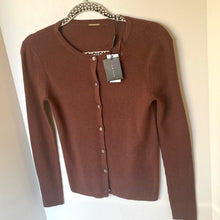 Load image into Gallery viewer, Elie Tahari Merino Wool Cardigan Womens XS Brown Lightweight Ribbed Sweater