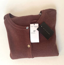 Load image into Gallery viewer, Elie Tahari Merino Wool Cardigan Womens XS Brown Lightweight Ribbed Sweater