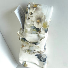 Load image into Gallery viewer, Floral-patterned bag with a book inside on a white background