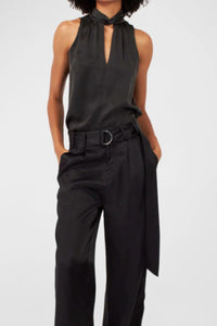 Equipment Augusta Silk Top Womens Black Halterneck Sleeveless Cutout Blouse