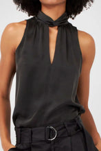 Load image into Gallery viewer, Equipment Augusta Silk Top Womens Black Halterneck Sleeveless Cutout Blouse