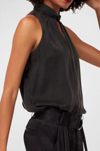 Equipment Augusta Silk Top Womens Black Halterneck Sleeveless Cutout Blouse