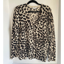 Load image into Gallery viewer, Equipment Cashmere Leopard Sweater Womens Medium Oversized V Neck
