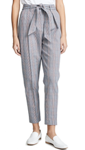 Load image into Gallery viewer, Equipment Pant Womens 12 Blue Tie Waist Trouser Plaid Cotton Wool Marcelle
