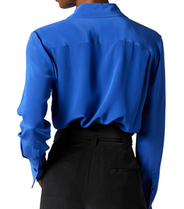 Equipment Quinne Silk Shirt Womens Blue Button Up Long Sleeve Relaxed Blouse