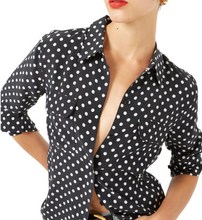 Load image into Gallery viewer, Equipment Slim Signature Silk Polkadot Shirt Womens XL Black Button Down Blouse
