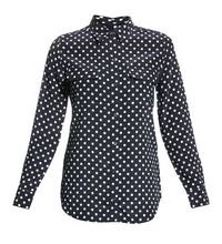 Load image into Gallery viewer, Equipment Slim Signature Silk Polkadot Shirt Womens XL Black Button Down Blouse