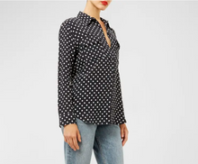 Load image into Gallery viewer, Equipment Slim Signature Silk Polkadot Shirt Womens XL Black Button Down Blouse