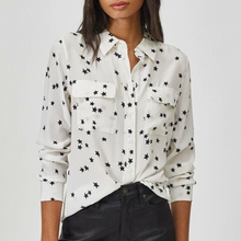 Load image into Gallery viewer, Equipment Slim Signature Silk Shirt Womens White Starry Night Long Sleeve Top