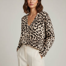 Load image into Gallery viewer, Equipment Cashmere Leopard Sweater Womens Medium Oversized V Neck