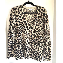 Load image into Gallery viewer, Equipment Cashmere Leopard Sweater Womens Medium Oversized V Neck