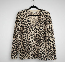 Load image into Gallery viewer, Equipment Cashmere Leopard Sweater Womens Medium Oversized V Neck