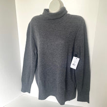 Load image into Gallery viewer, Gray turtleneck sweater on a mannequin with a tag against a white background
