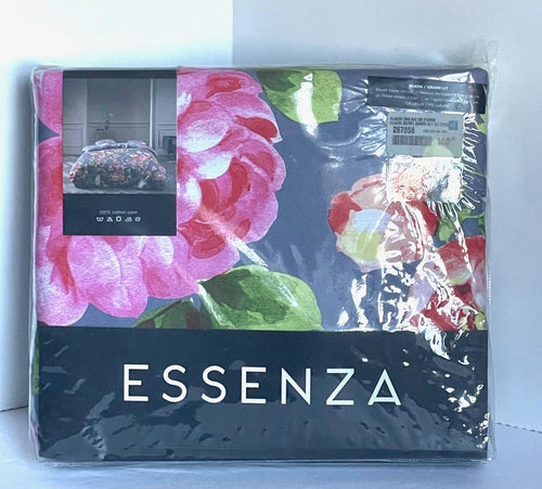 Essenza Queen Duvet Cover Set Blue Coton Floral 3 Piece Cotton Sateen Claudi