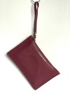 Etienne Aigner Wristlet Red Leather Wallet Womens Zip Pouch Slim Detachable Phone