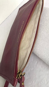 Etienne Aigner Wristlet Red Leather Wallet Womens Zip Pouch Slim Detachable Phone