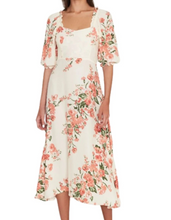 Load image into Gallery viewer, Faithfull The Brand Dress Womens White Floral Puff Sleeve A-Line Midi Bronte Magnolia