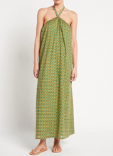 Load image into Gallery viewer, Faithfull The Brand Maxi Dress 10 Halter A-Line Green Cotton Check Rio Print, XL