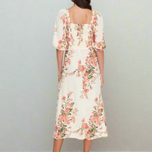 Load image into Gallery viewer, Faithfull The Brand Dress Womens White Floral Puff Sleeve A-Line Midi Bronte Magnolia