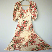 Load image into Gallery viewer, Faithfull_The_Brand_Floral_Dress_2_Pink_Midi_Puff_Sleeve_ALine_White_Bronte