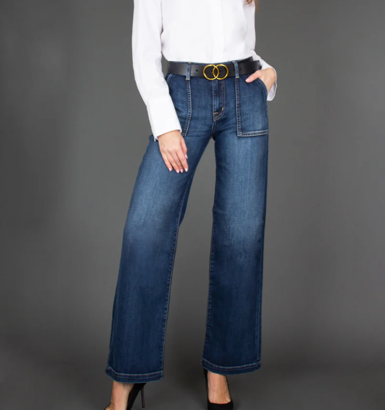 Fidelity Denim Joni Fashion Wide Leg Jeans Womens 29 Hight Rise Utility Stretch