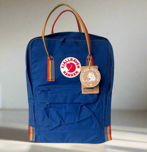 Fjallraven Kanken Small Backpack Blue Rainbow Nylon Zip Pocket Unisex Pride Bag