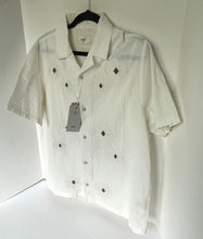 Load image into Gallery viewer, Folk Clothing Nota Shirt Mens Off White Short Sleeve Cotton Linen Camp Floral