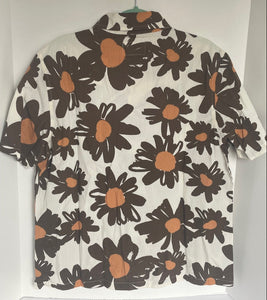 Folk Clothing Shirt Mens Cotton Brown Floral Hawaiian Ivory Cotton March SS