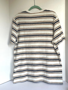 Folk Radcliffe Shirt Mens Extra Large XL Cotton Striped Ivory T-Shirt Relaxed fit