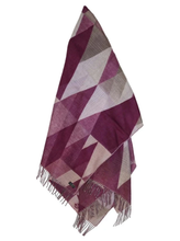 Load image into Gallery viewer, Fraas Throw Blanket Large Purple Oblong Woven Cashmink Fringe Geometric OekoTex
