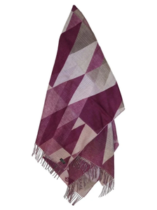 Fraas Throw Blanket Large Purple Oblong Woven Cashmink Fringe Geometric OekoTex