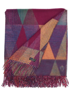 Fraas Throw Blanket Large Geometric Woven Cashmink Fringe Multicolor OekoTex