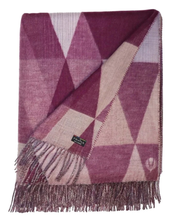 Load image into Gallery viewer, Fraas Throw Blanket Large Purple Oblong Woven Cashmink Fringe Geometric OekoTex
