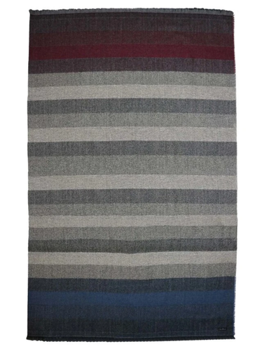 Fraas Throw Blanket Large Blue Striped Recycled Cotton Fringed Oeko-Tex