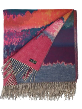 Load image into Gallery viewer, Fraas Throw Blanket Pink Large Woven Cashmink Fringed 60 x 70 Oeko-Tex Watercolor