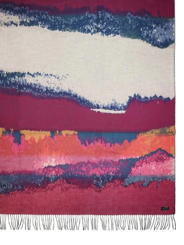 Fraas Throw Blanket Pink Large Woven Cashmink Fringed 60 x 70 Oeko-Tex Watercolor