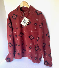 Load image into Gallery viewer, Frank And Oak Half Zip Polar Fleece Mens XL Red Relaxed Fit Geo Pattern Sweatshirt