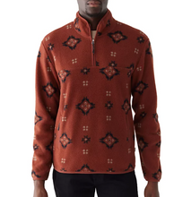 Load image into Gallery viewer, Frank And Oak Half Zip Polar Fleece Mens XL Red Relaxed Fit Geo Pattern Sweatshirt