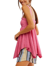 Load image into Gallery viewer, Woman wearing a pink dress with a striped bottom on a white background