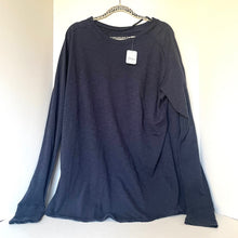 Load image into Gallery viewer, Navy long-sleeve shirt on a hanger with a white background