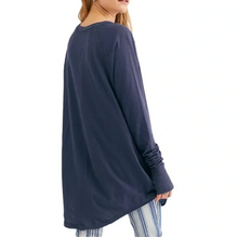 Load image into Gallery viewer, Navy long-sleeve top worn by a person on a white background