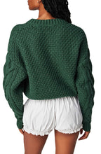 Load image into Gallery viewer, Free People Bonfire Cable Knit Cardigan Green Crop Oversized Cozycore