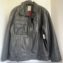 Load image into Gallery viewer, Black leather jacket on a white background