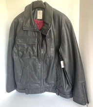 Load image into Gallery viewer, Black leather jacket on a white background
