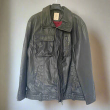 Load image into Gallery viewer, Black leather jacket on a white background
