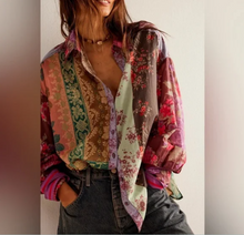 Load image into Gallery viewer, Free People Flower Patch Top Small Button Up Lightweight Long Sleeve Cotton