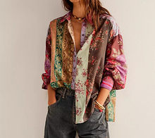 Load image into Gallery viewer, Free People Flower Patch Top Small Button Up Lightweight Long Sleeve Cotton