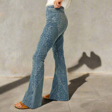 Load image into Gallery viewer, Free People Mermaid Mid-Rise Flare Jeans Womens 28 Patchwork 70s